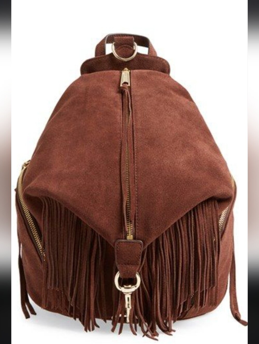 $348 Rebecca Minkoff Julian Fringe Backpack Brown Suede Concert Boho